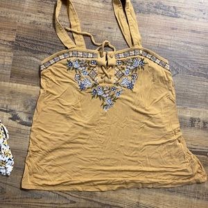 Yellow soft and sexy American eagle tank